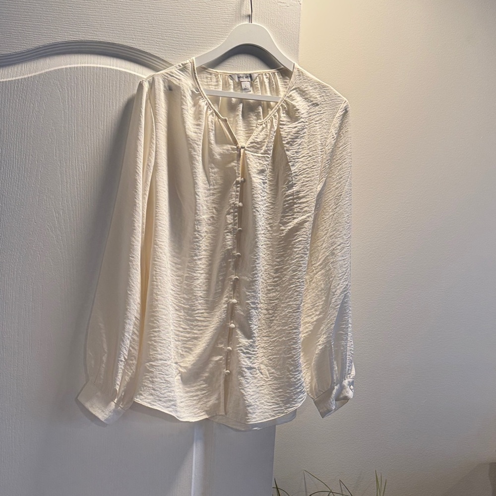 Nine West Cream Satin Blouse